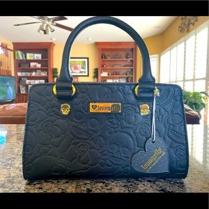 NWT Loungefly Black on Black Skull Handbag